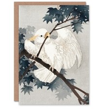 Ohara Koson Art Card Yellow Crested Cockatoo In Tree