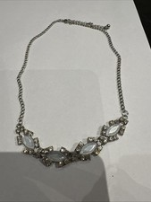 Attractive Costume Jewellery Silver, Opal and Diamond Necklace 