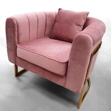 Blush Pink Velvet Accent Chair With Gold Frame & Legs