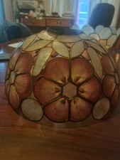 VTG Capiz Shell Ceiling Light Shade Pink Flower Size 33cm x 15 cm