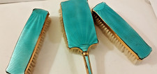 Vintage Art Deco Retro Green Dressing Table Vanity Brush  Set