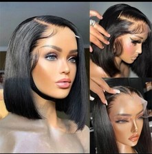 Human Hair Bob Wig 13X4 HP Lace Frontal Wigs 180 Density 10inch Pre Plucked 