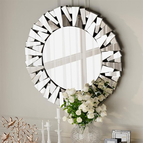Glam wall mirror round silver - glam,