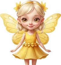 Watercolour Golden Fairy Wall Art Bedroom Nursery Vinyl Sticker Decal 6 Sizes