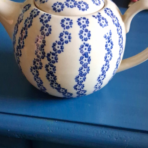 Blue white floral ceramic - blue,