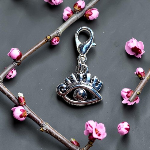 Tiny evil eye charm pendant - tiny,