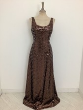 Vintage 1960s The Peacock evening dress bronze gown sequin cocktail ballgown #V2