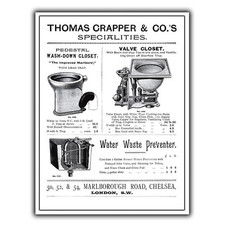 THOMAS CRAPPER SIGN WALL METAL PLAQUE  Toilet Design Bathroom Loo wash room