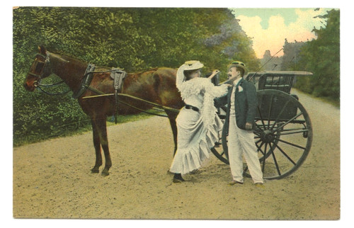 Romance couple horse gig - horse,