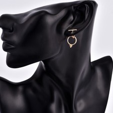 Rhodium Gold Trendy Women Ladies Punk Style T Round Bar & Ring Stud Earrings