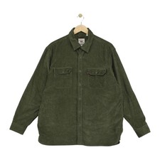 Levis Jackson Worker Shirt Mens Size L Green Corduroy Relaxed Fit Cotton