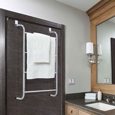 4 Tier Hanging Over Door Towel Rail Rack Wall Mounted Tidy Bathroom Kitchen