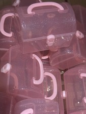 Pink Plastic Glittery Treasure Chest Storage Boxes, 18 Job Lot  New