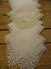 4 Vintage Retro Antique Lace Edged Ladies Hankies Handkerchiefs White Cotton