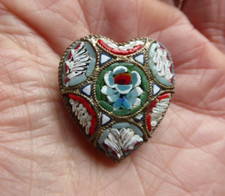Micromosaic Vintage Pretty Heart Shaped Brooch- ITALIAN