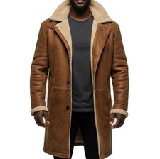 Mens Brown Shearling Long Coat