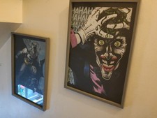 Fan art - Pair Of Hand Drawn Images Of BATMAN & JOKER 2 x A3 In Frames