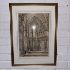 Architectural Drawing Of Cathedral Rare Beautiful Print Framed AMBOISE