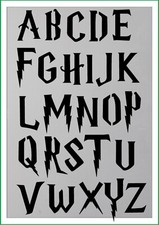 Wizzard themed font - alphabet paint spray reusuable stencil mylar
