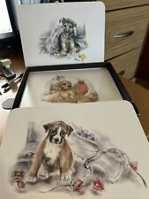 6 Table Mats In Box 2 gsd  2 boxer 2 cocker spaniels puppies