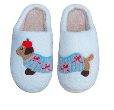 NEW in PACK  blue DACHSHUND slippers  UK 6.5-7 (42-43) Sausage Dog NON SLIP blue