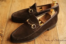 Gucci Brown Suede Brass Bit Loafers Shoes Men's UK 10.5 D US 11.5 EU 44.5