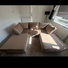 Large 3 seater U shaped Sofa and 2 foot stools 