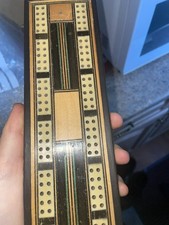 Vintage Inlaid Wooden Cribbage