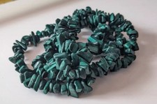 Vintage Tumbled Green Malachite Stone Bead Necklace Mid Length Boho Layering