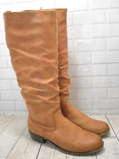 Womens Pavers Tan Zip Up Low Heel Knee High Boots UK 5 EUR 38