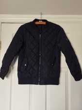 Boy's navy blue padded zip up  jacket Age 9-10 yrs F&F