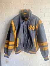 RARE 1970s Vintage Michigan Varsity Wolverines Jacket - 100% Leather Violet Blue