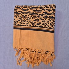 Vintage leopard print linen sheet fringed sheet animal print pattern double bed