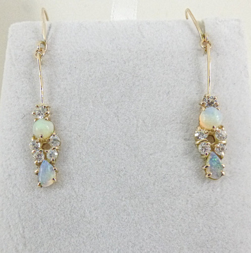 9ct gold opal earrings - opal,
