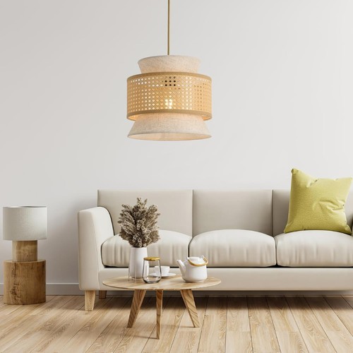 Pendant light rattan fabric - light, rattan+fabric