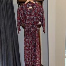 Toast Port Red and Grey  Print Dress Cotton Blend Dress Size 14. 