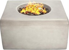 Luxury Outdoor Gas Fire Pit Table Round Stone Effect Patio Heater 59cm