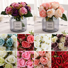 12 Head Artificial Flowers Silk Rose Fake Flower With Stem Wedding Party Bouquet