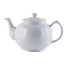 Stoneware Teapot White Glaze 10 Cup Traditional Serving Tea Pot Container 1500ml
