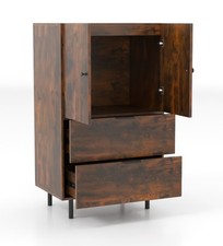 Floor Coffee Bar Station Buffet Table Display Cabinet-Brown