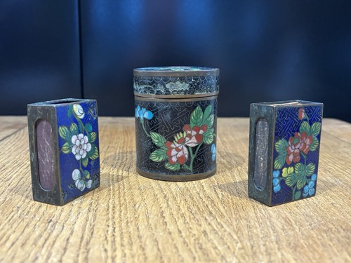 Antique cloisonné tobacco jar - antique,