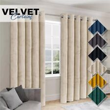 Luxury Crushed Velvet Curtains PAIR Fully Lined Eyelet Ring Top Ready Made