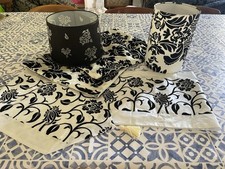 Matching black and white Lampshades, cushion covers and runners set