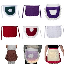 Stylish Women s Ruffled Trim Short Half Apron with Pocket for Kitchen Cooking