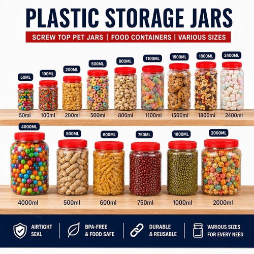 Plastic storage containers jar - plastic,