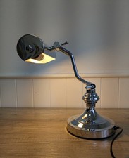 Chrome Bankers Style Adjustable Desk Reading Lamp Fully Works -Home Decor N.O.S