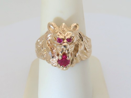 Mens 14k ruby - ruby, lion