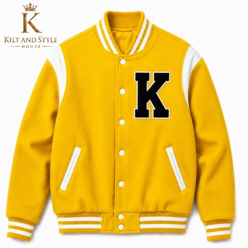 Custom yellow varsity jacket - jacket, |