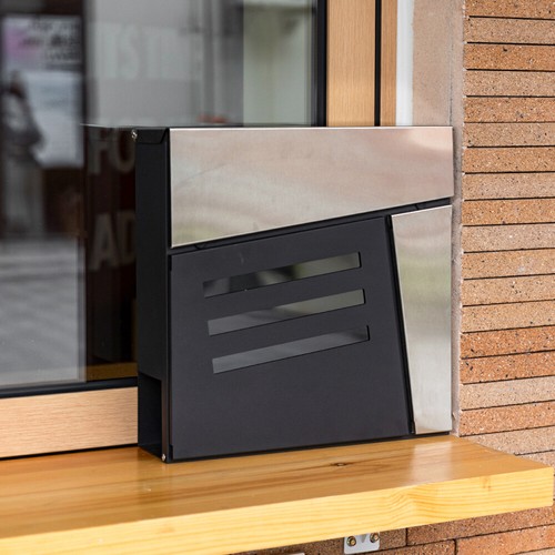 Grey steel metal letter post - grey,