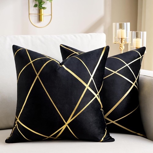 Velvet cushion cover black - black, 16